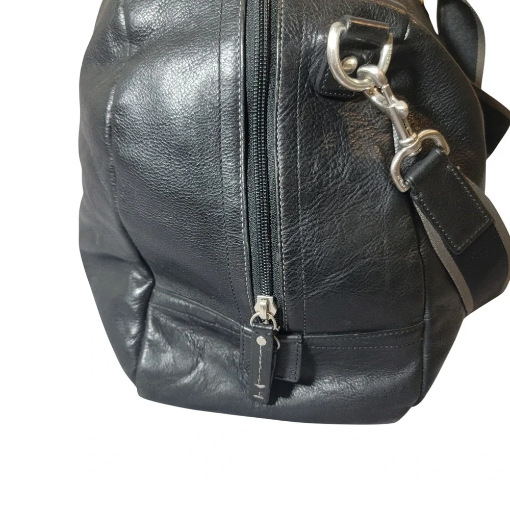 Coach Heritage 2 Way Leather Duffle Bag Black Authenticated Weekender F70561
